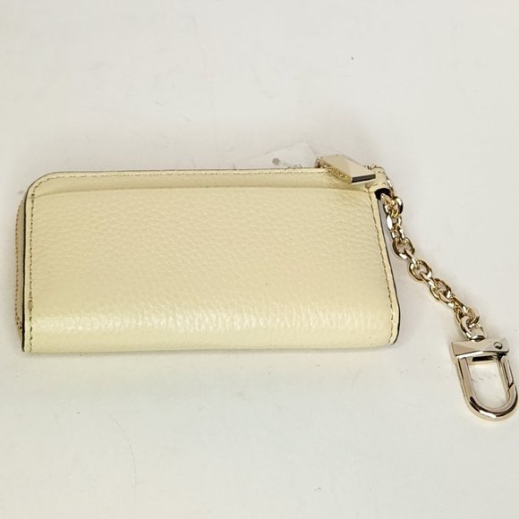 Michael Kors Piper Small Chain Zip Card Case Pebbled Leather - Buttermilk - NWT - Picture 5 of 9